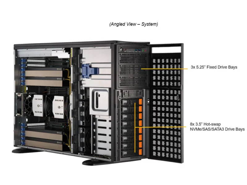Supermicro SYS-741GE-TNRT - Workstation GPU Torre com Suporte para NVIDIA H100/A100 - Imagem 7