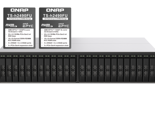 QNAP TS-h2490FU-7232P-64G - Storage NVMe Enterprise 64GB com AMD EPYC 7232P
