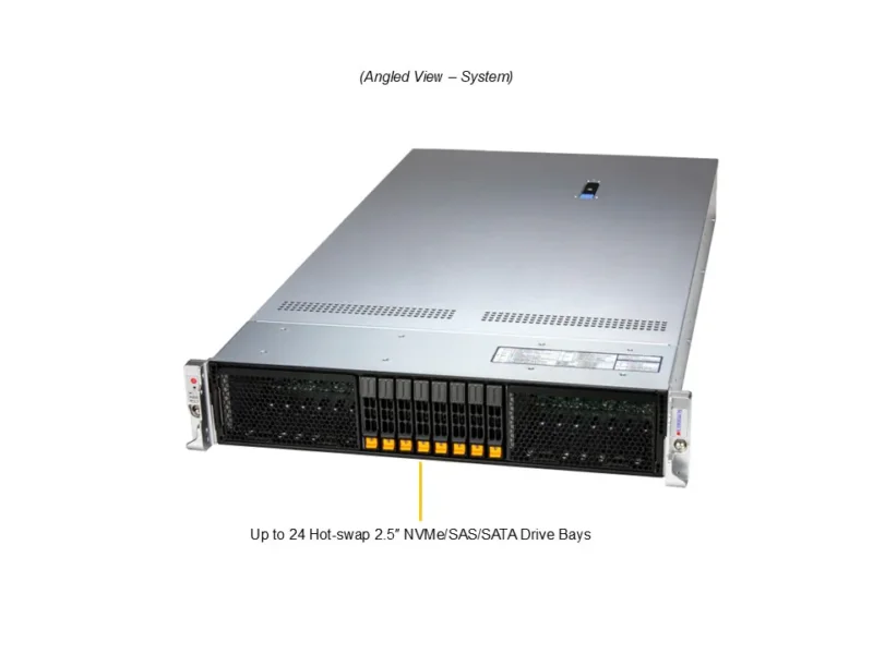 Servidor Supermicro SuperServer SYS-212HA-TN 2U com 24 Baias NVMe/SAS/SATA, Intel Xeon Série 6900, Suporte até 3TB DDR5 ECC - Imagem 5
