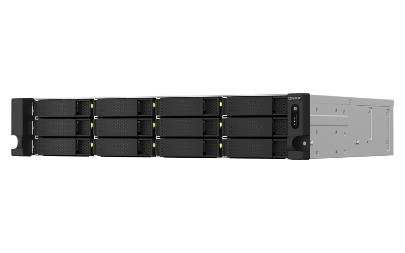Servidor NAS QNAP TS-1264U-RP Intel Celeron Quad-Core, 12 Baias, 2.5GbE, HDMI 4K, PCIe, Fonte Redundante