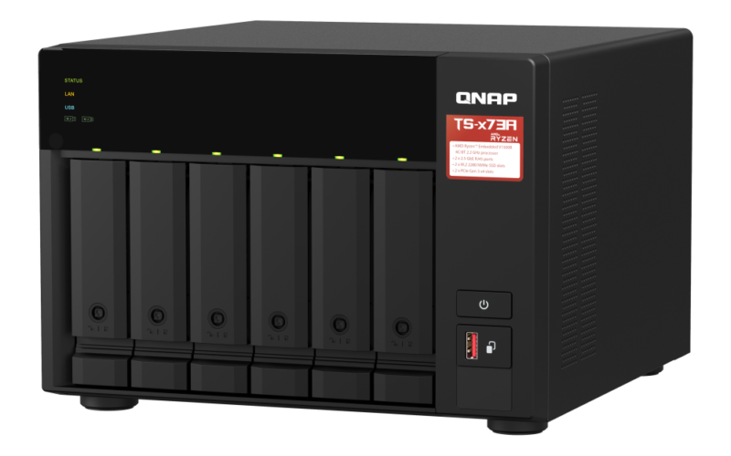 Servidor NAS QNAP TS-673A-8G AMD Ryzen V1500B, 8GB RAM DDR4, 2x 2.5GbE, 2x M.2 NVMe, PCIe Expansível - Imagem 4