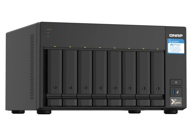QNAP TS-832PX-4G NAS 8 Baias, Quad-Core 1,7GHz, 4GB RAM, 10GbE + 2,5GbE, PCIe - Imagem 6