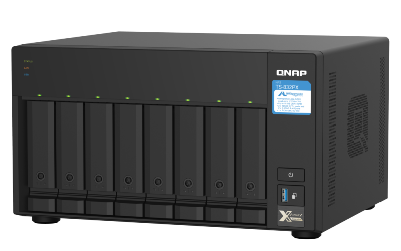 QNAP TS-832PX-4G NAS 8 Baias, Quad-Core 1,7GHz, 4GB RAM, 10GbE + 2,5GbE, PCIe - Imagem 3