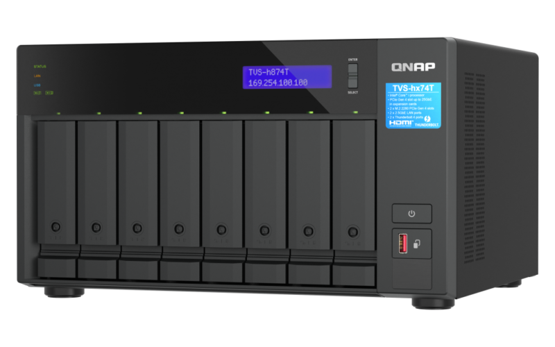 QNAP TVS-h874T-i9-64G - Storage NAS Thunderbolt 4 com Intel Core i9 | Vircos