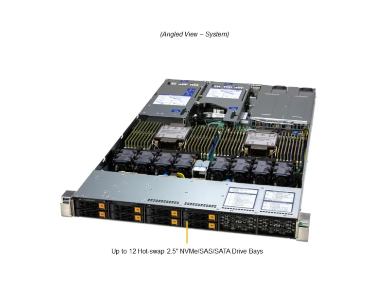 Servidor Supermicro SuperServer SYS-122H-TN 1U Dual Socket Xeon, até 8TB DDR5, 8 Baias NVMe/SAS/SATA - Imagem 7