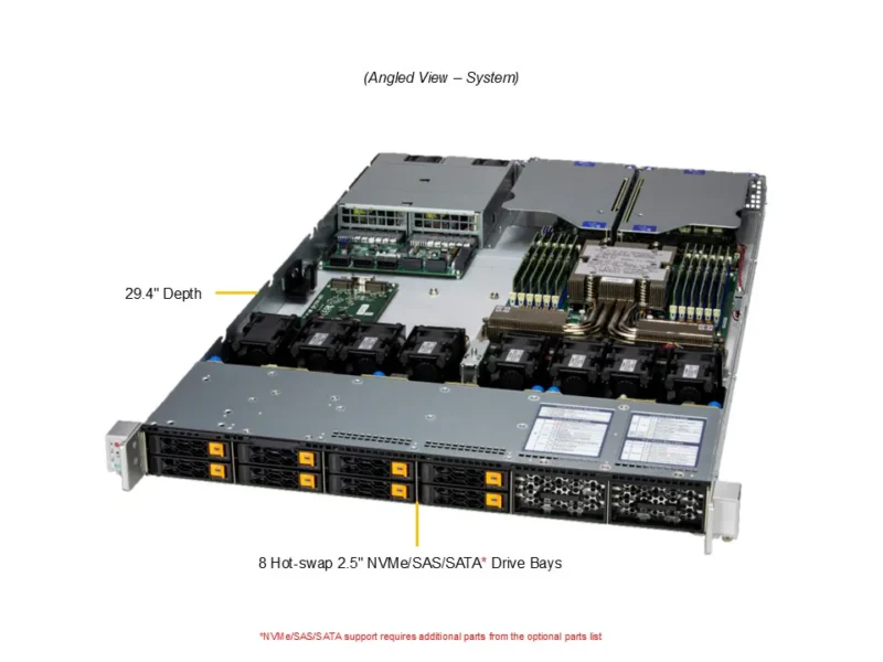 Servidor Supermicro A+ AS-1116CS-TN com AMD EPYC 9004/9005, até 12 Baias NVMe/SATA/SAS, 1U Rackmount - Imagem 8
