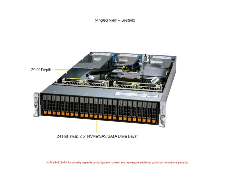 Servidor Supermicro A+ AS-2115HS-TNR 2U AMD EPYC, 24 Baias 2,5", DDR5, PCIe 5.0, Redundante 1600W - Imagem 6