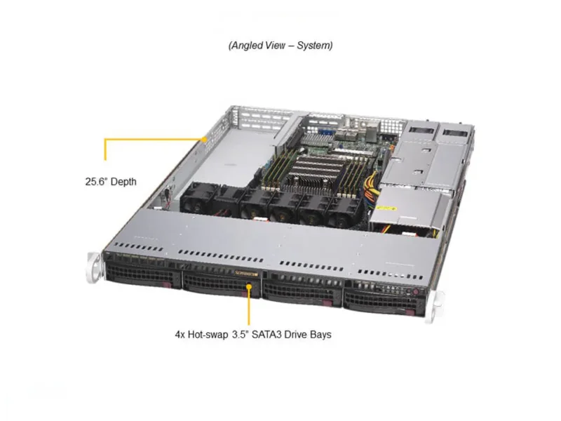 Servidor Supermicro A+ AS-1014S-WTRT 1U AMD EPYC, 4 Baias SATA, 10GbE Duplo - Imagem 6