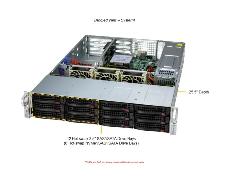 Servidor Supermicro A+ AS-2015SV-WTNRT 2U, AMD EPYC 8004, 12 Baias Hot-Swap, DDR5, PCIe 5.0, 2x 10GbE - Imagem 5