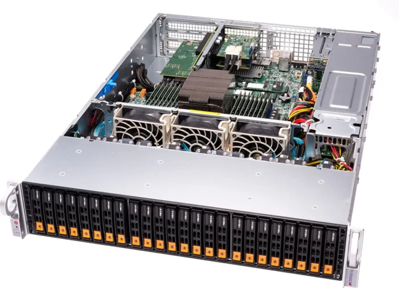 Servidor Supermicro A+ AS-2114S-WN24RT 2U, 24 Baias NVMe, AMD EPYC, 10GbE Duplo