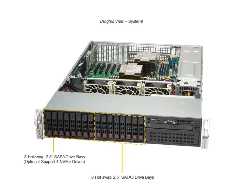 Servidor Supermicro SYS-221P-C9R 2U, Dual Xeon 4ª/5ª Gen, 16x DIMM DDR5, 16 Baias 2.5", PCIe 5.0, 1200W Redundante - Imagem 6