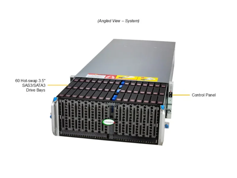 Servidor Supermicro SSG-542B-E1CR60 4U 60 Baias SAS/SATA, Xeon E, DDR5, PCIe 5.0, Fonte Redundante - Imagem 7