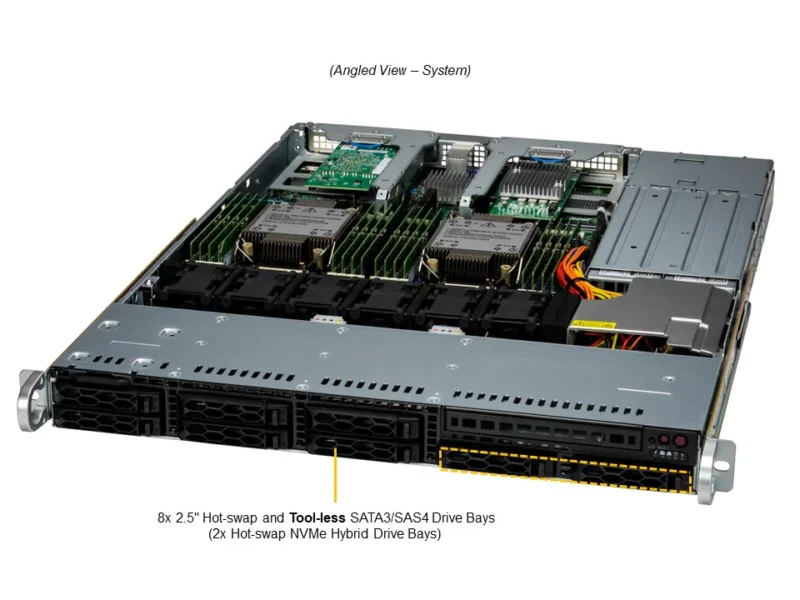 Servidor Supermicro SuperServer SYS-121C-TN2R 1U com 2x PCIe 5.0 x16, 8 Baias Hot-Swap e Suporte Xeon Scalable - Imagem 7