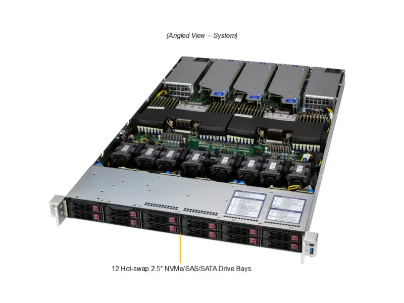 Servidor Supermicro SuperServer SYS-122C-TN 1U 12 Baias NVMe/SATA/SAS, Suporte Xeon Dual Socket, PCIe 5.0, Redundância de Energia - Imagem 8