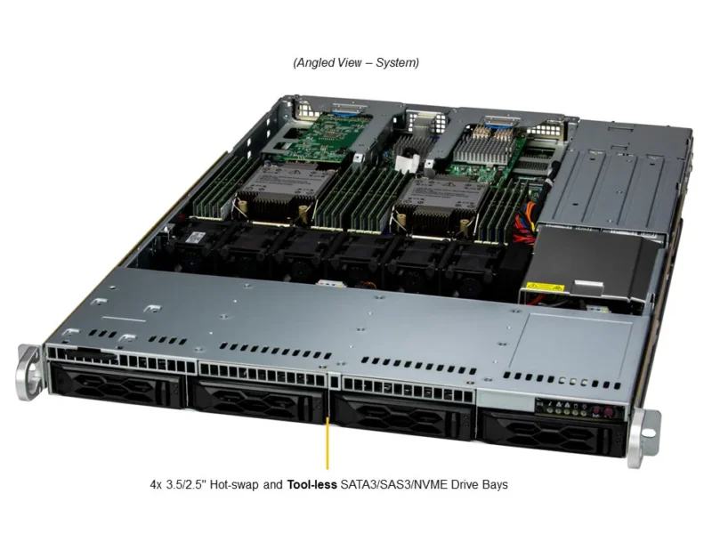 Servidor Supermicro SuperServer SYS-611C-TN4R 1U, Xeon 4ª/5ª Geração, 4 Baias Hot-Swap, PCIe 5.0 - Imagem 7
