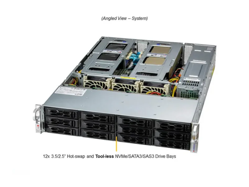 Servidor Supermicro SYS-620C-TN12R 2U 12 Baias NVMe/SAS/SATA com Dual Xeon, até 6TB RAM e 4 PCIe 4.0 x16 - Imagem 7