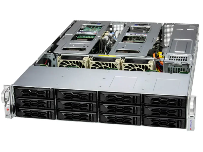 Servidor Supermicro SYS-621C-TN12R Gold Series 2U, Xeon 4ª/5ª Gen, 12 Baias NVMe/SAS/SATA, 6x PCIe 5.0, 16x DDR5