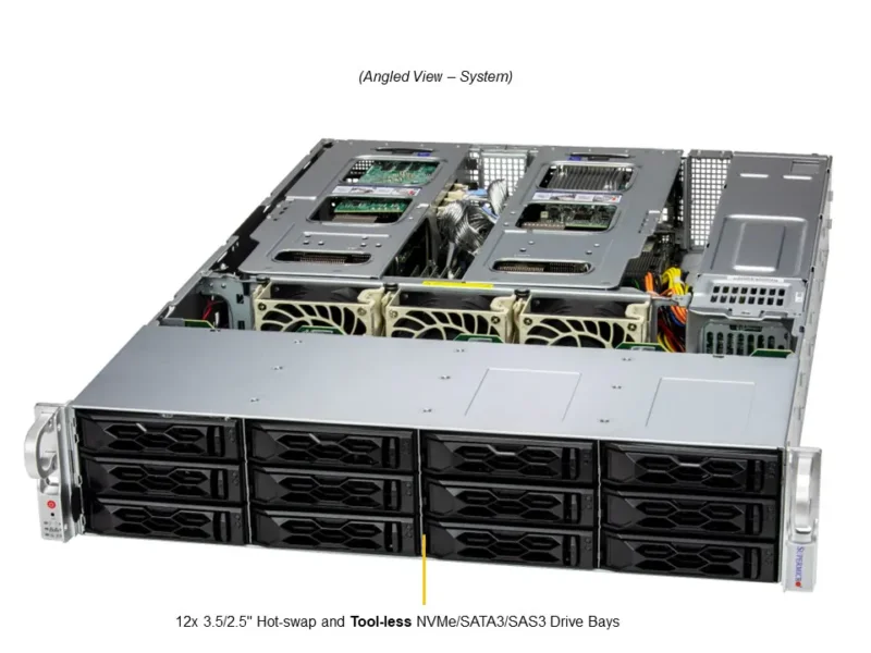 Servidor Supermicro SYS-621C-TN12R Gold Series 2U, Xeon 4ª/5ª Gen, 12 Baias NVMe/SAS/SATA, 6x PCIe 5.0, 16x DDR5 - Imagem 7