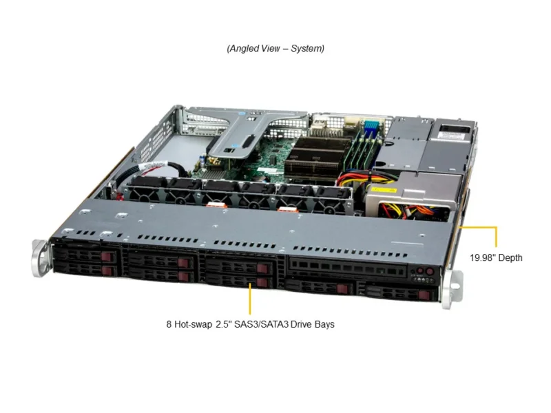 Servidor Supermicro SuperServer SYS-111R-M 1U, 8 Baias 2.5", Xeon E-2400, DDR5, 2x 1GbE, Fonte 600W - Imagem 6