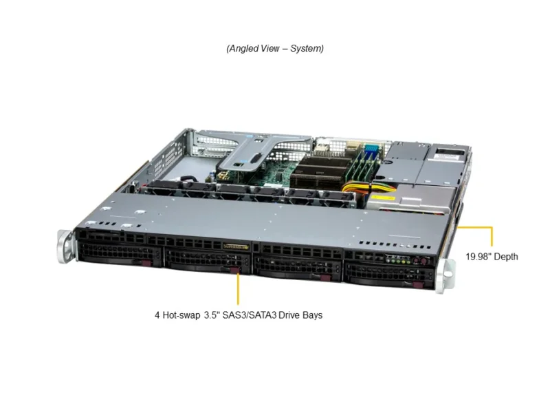 Servidor Supermicro SuperServer SYS-511R-M – 1U, Xeon E-2400, 4 Baias Hot-Swap, PCIe 5.0, DDR5 ECC, 2x GbE - Imagem 6