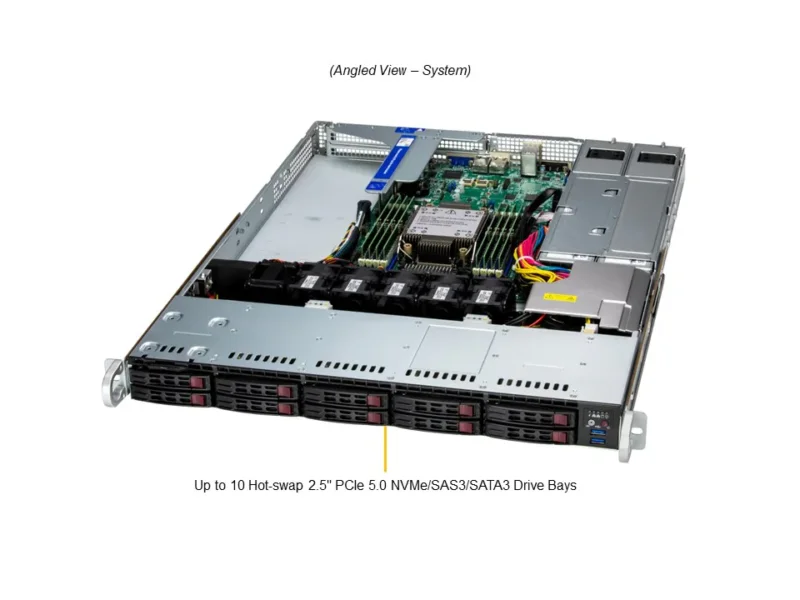 Servidor Supermicro SuperServer SYS-112B-WR 1U, Xeon 6, DDR5, PCIe 5.0, até 10x NVMe/SAS, Dual PSU - Imagem 6