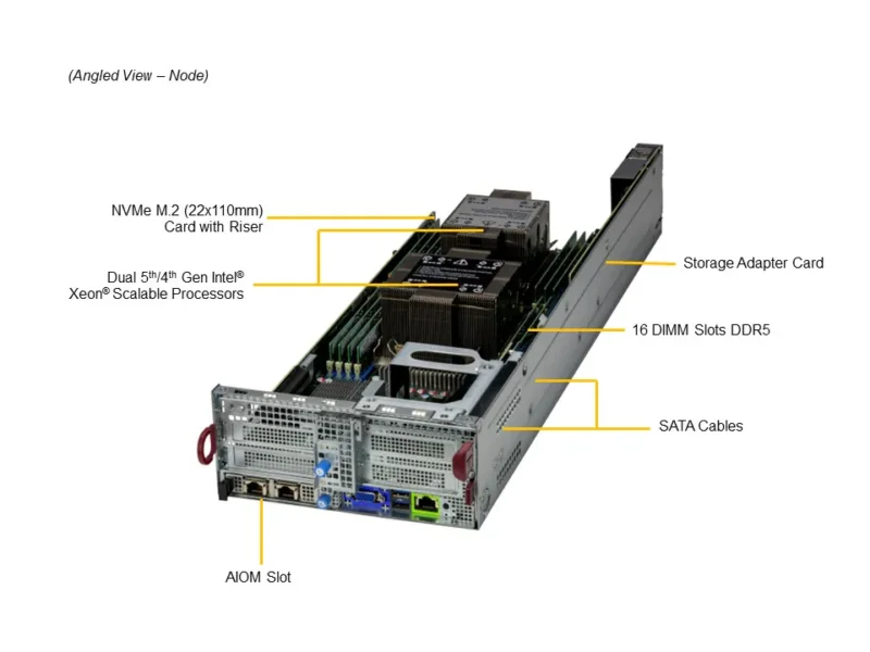 Servidor Supermicro BigTwin SYS-221BT-DNTR 2U com 2 Nós, 24 Baias NVMe/SATA, Suporte Xeon 5ª/4ª Geração, até 4TB DDR5 - Imagem 5