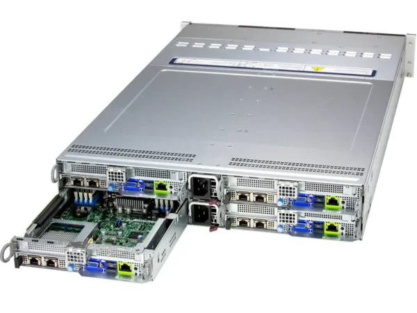 Servidor Supermicro BigTwin SYS-222BT-HNC8R 2U 4 Nós com Suporte Intel Xeon, até 4TB DDR5, 6x NVMe Hot-Swap por Nó