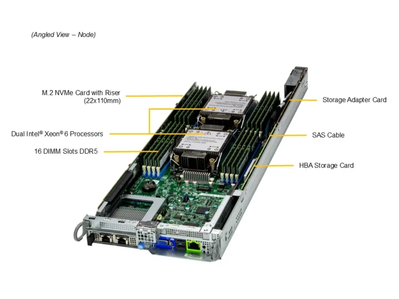 Servidor Supermicro BigTwin SYS-622BT-HNC8R 2U 4 Nós com Suporte a Xeon 6700/6500, DDR5 e Armazenamento NVMe/SAS 3,5" - Imagem 5