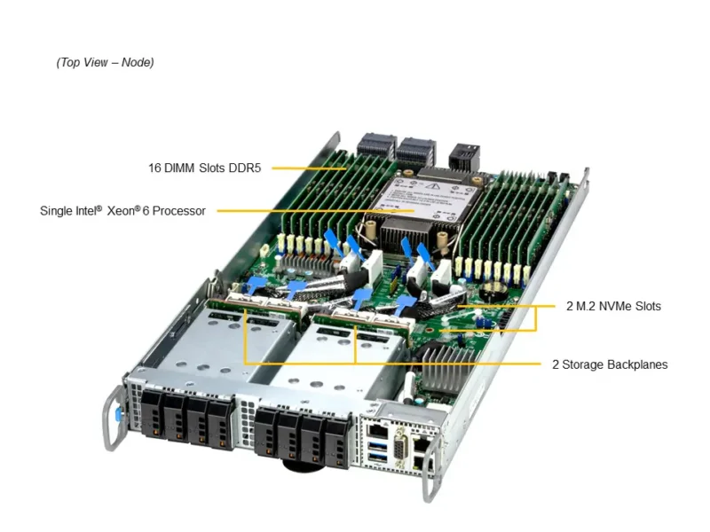 Servidor Supermicro SYS-212GT-HNF 2U GrandTwin com 4 Nós, 8x NVMe E1.S por Nó, Xeon 6, DDR5 até 4TB - Imagem 7