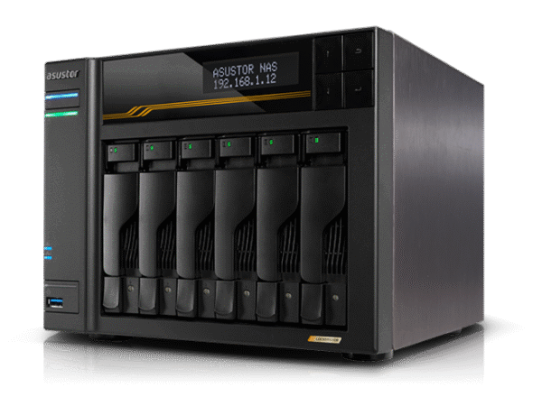 NAS Asustor LOCKERSTOR 6 Gen3 AS6806T, Ryzen Quad-Core, 16GB ECC DDR5, 6 Baias, 4x M.2 NVMe, 10GbE