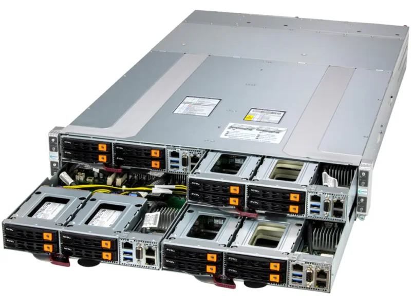 Servidor Supermicro A+ AS-2116GT-HNTF 2U 4 Nós AMD EPYC DDR5 até 4TB NVMe