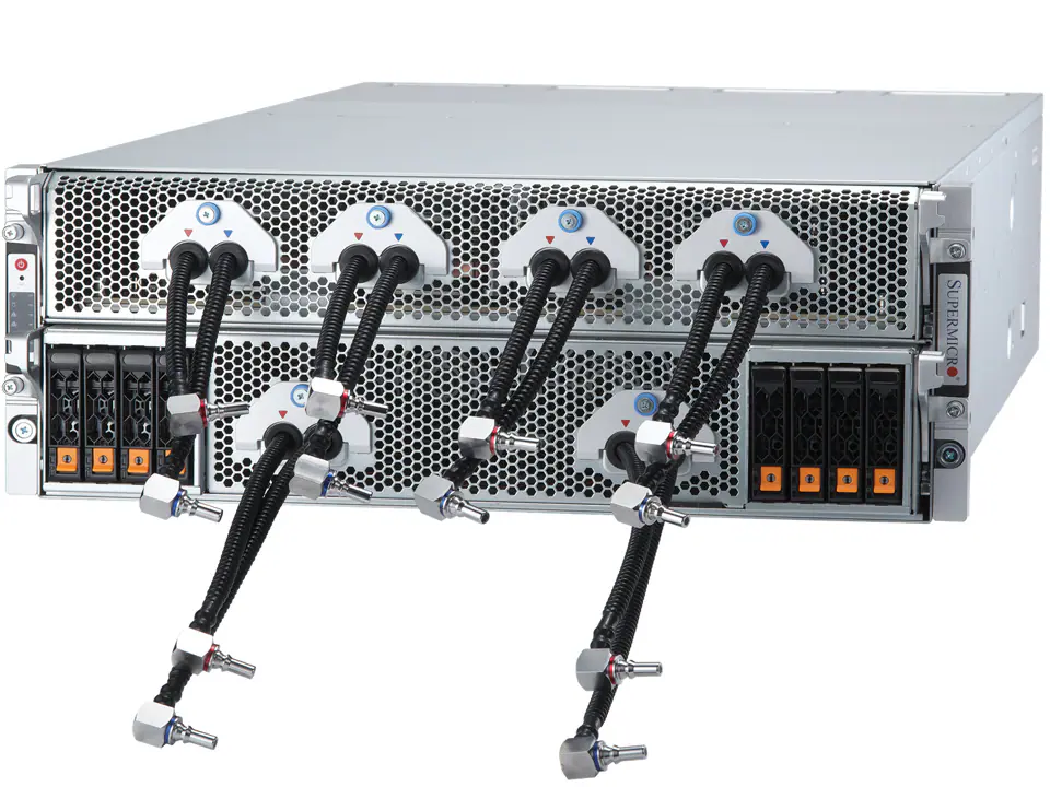 Servidor Supermicro SYS-421GE-TNHR2-LCC 4U com 8 GPUs H100/H200, Xeon Scalable, Resfriamento Líquido