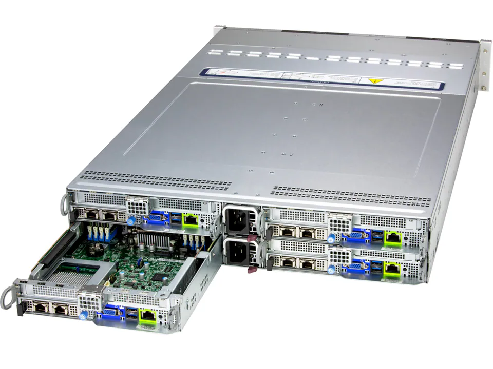 Servidor Supermicro BigTwin SYS-222BT-HNC8R 2U 4 Nós com Suporte Intel Xeon, até 4TB DDR5, 6x NVMe Hot-Swap por Nó