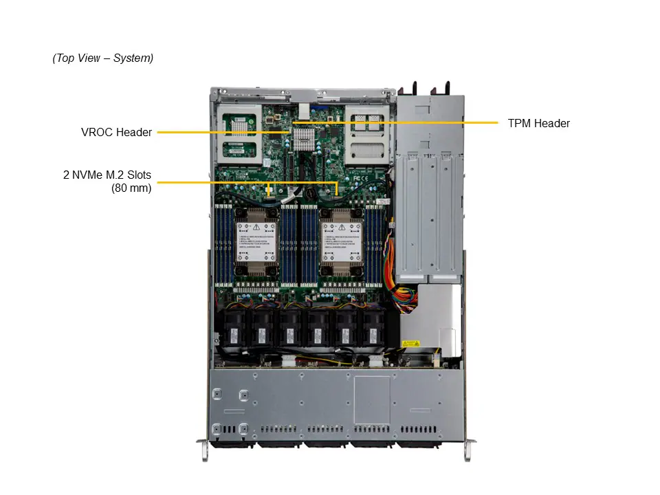 Servidor Supermicro SuperServer SYS-121C-TN10R 1U, 10x Bays 2.5", Dual Xeon 5ª/4ª Gen, DDR5, PCIe 5.0, Redundante 860W - Imagem 5
