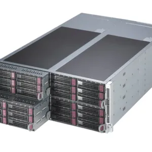 Servidor Supermicro FatTwin SYS-F521E3-RTB 4U 4-Node, até 60 núcleos por nó, 8 Bays NVMe/SAS/SATA por nó