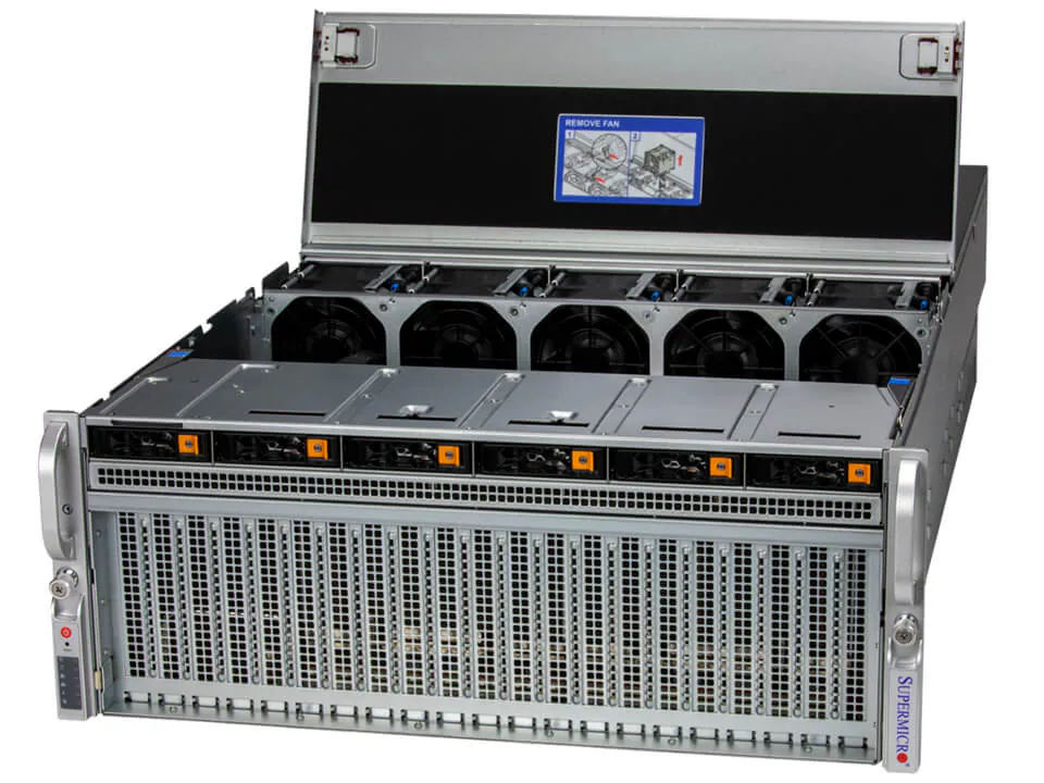 Servidor Supermicro SYS-421GU-TNXR 4U | Suporte HGX H100/H200 4-GPU | Xeon Scalable | Até 8TB DDR5