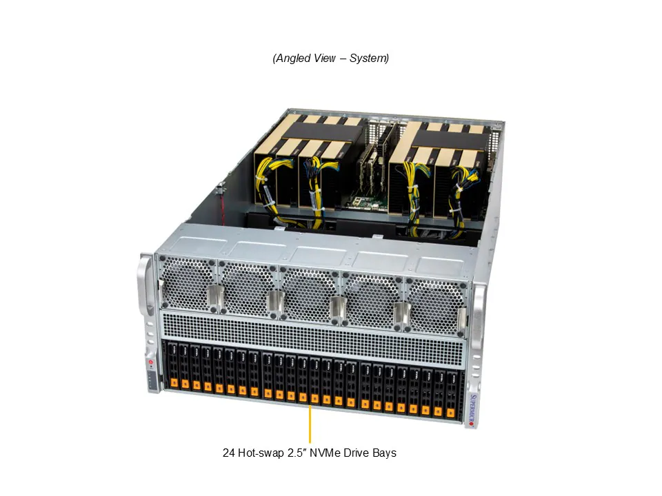 Supermicro SuperServer SYS-522GA-NRT com até 10 GPUs PCIe, Xeon 6900, DDR5, 24x NVMe, 5U - Imagem 6