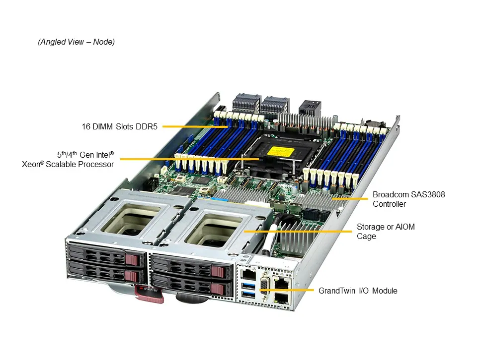 Supermicro GrandTwin SYS-211GT-HNC8F 2U 4 Nós Xeon 5ª Geração DDR5 NVMe - Imagem 5