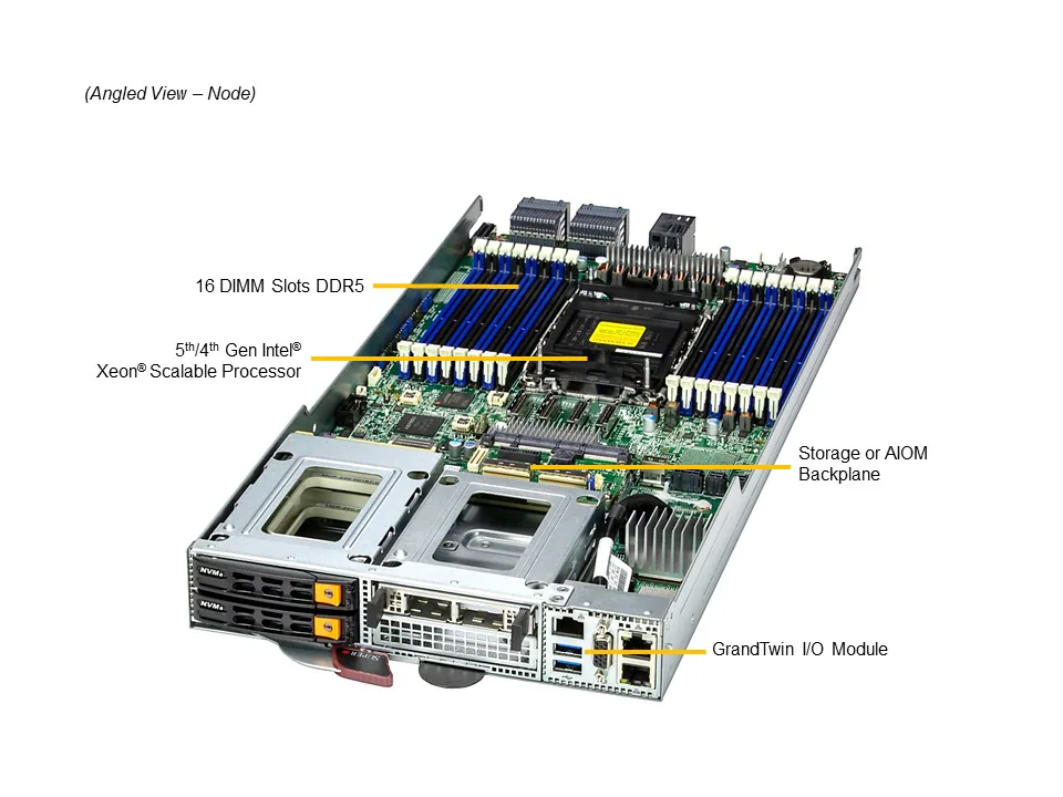 Supermicro SuperServer SYS-211GT-HNTF – 2U GrandTwin 4 Nós, Xeon Scalable, até 4TB DDR5, 4x NVMe por nó - Imagem 5