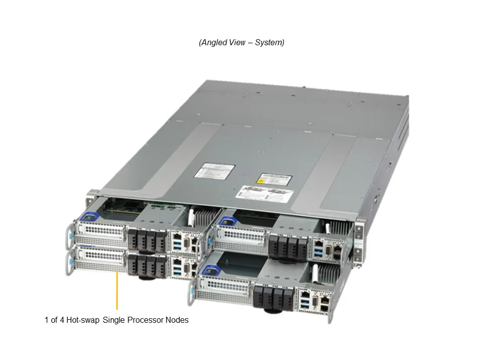 Servidor Supermicro SYS-212GT-HNF 2U GrandTwin com 4 Nós, 8x NVMe E1.S por Nó, Xeon 6, DDR5 até 4TB - Imagem 4