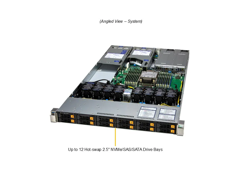 Servidor Supermicro SuperServer SYS-112H-TN 1U, Xeon 6, até 12x NVMe/SAS/SATA, PCIe 5.0, AIOM - Imagem 7