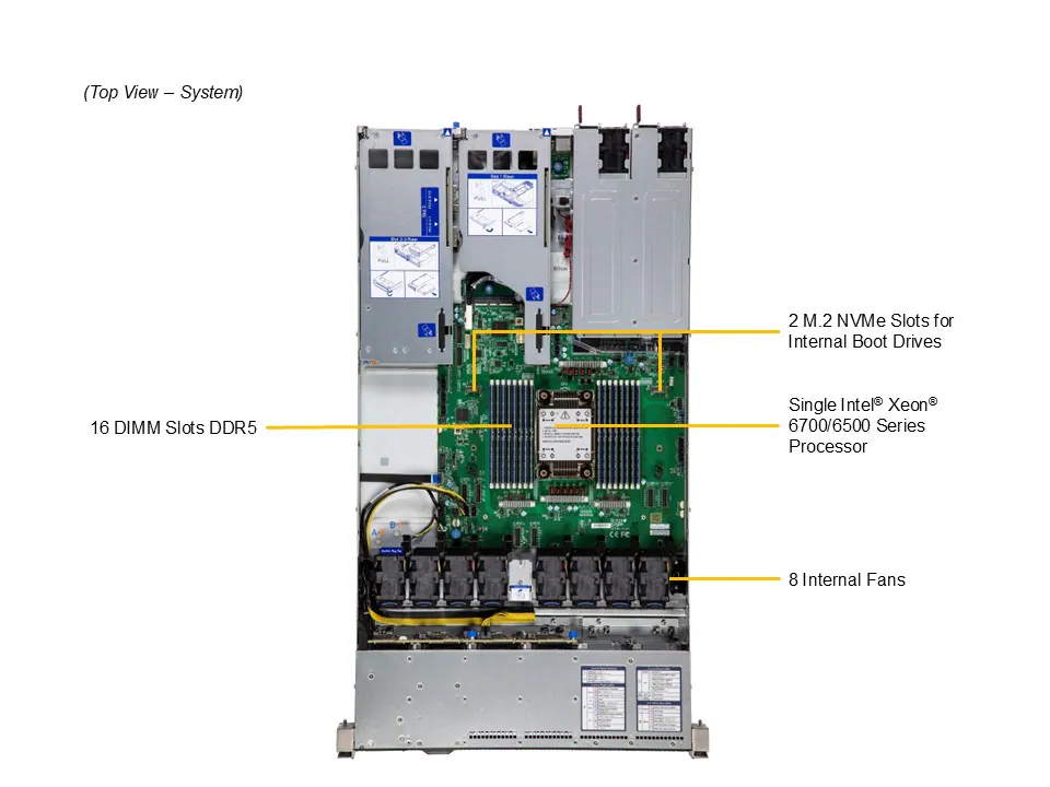 Servidor Supermicro SuperServer SYS-112H-TN 1U, Xeon 6, até 12x NVMe/SAS/SATA, PCIe 5.0, AIOM - Imagem 6