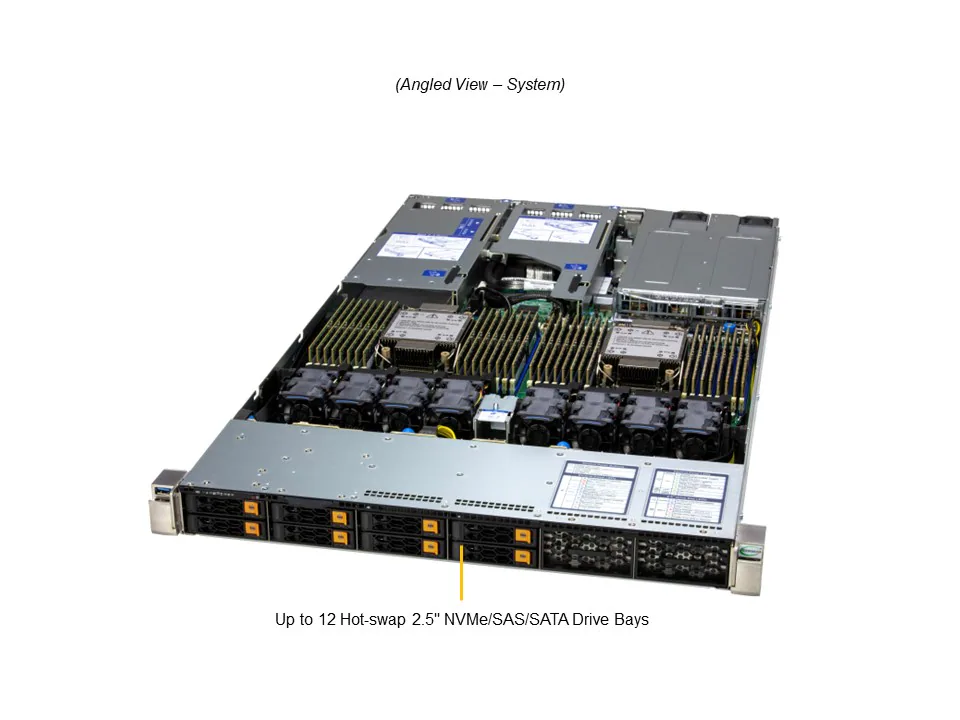 Servidor Supermicro SuperServer SYS-122H-TN 1U Dual Socket Xeon, até 8TB DDR5, 8 Baias NVMe/SAS/SATA - Imagem 7