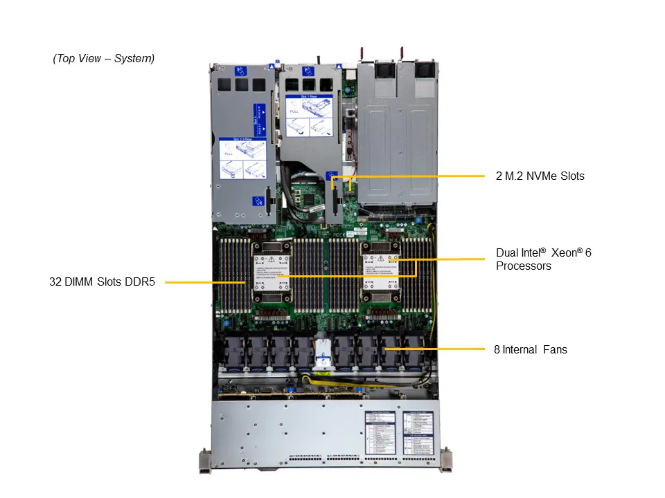 Servidor Supermicro SuperServer SYS-122H-TN 1U Dual Socket Xeon, até 8TB DDR5, 8 Baias NVMe/SAS/SATA - Imagem 6