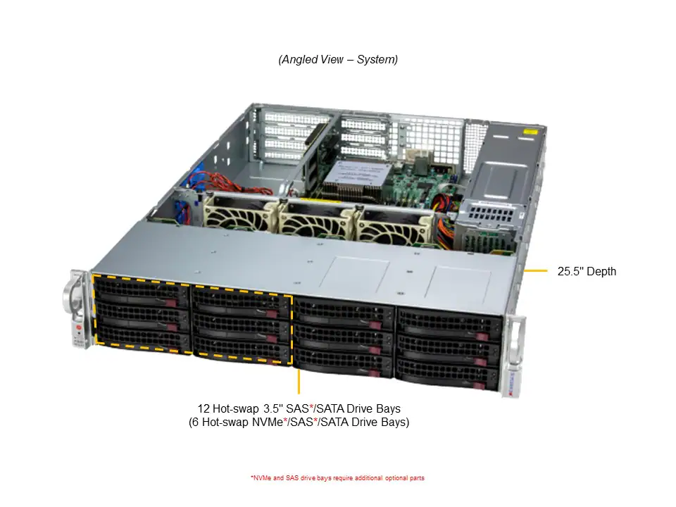Servidor Supermicro A+ AS-2015SV-WTNRT 2U, AMD EPYC 8004, 12 Baias Hot-Swap, DDR5, PCIe 5.0, 2x 10GbE - Imagem 5