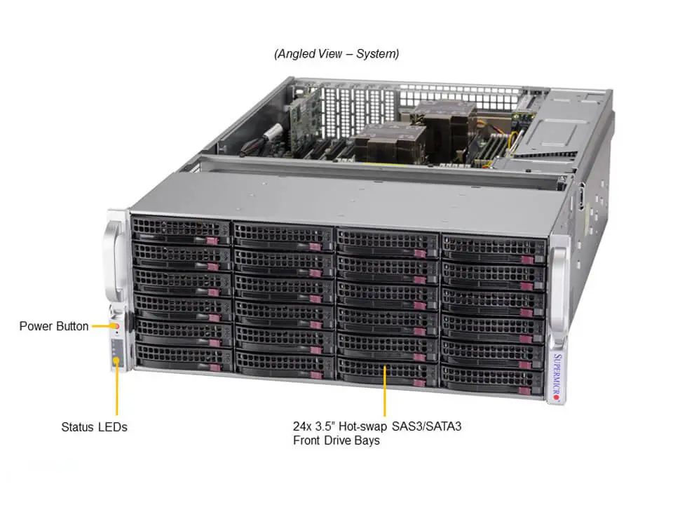 Servidor Supermicro SSG-640P-E1CR36L 4U 36 Baias Hot-Swap, Dual Xeon, PCIe 4.0, 2x 10GbE - Imagem 6