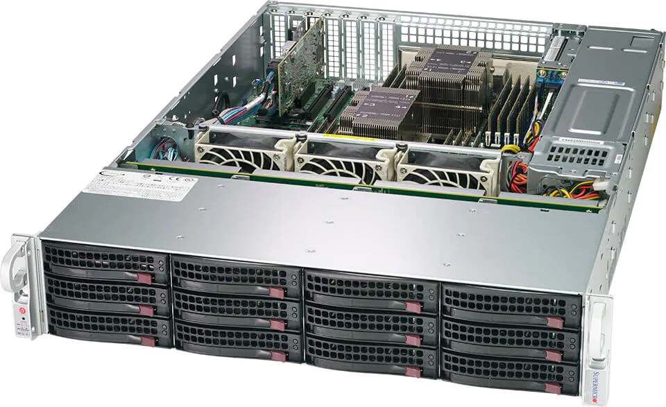Servidor Supermicro SSG-620P-ACR12L 2U 12 Baias Hot-Swap com Xeon Escalável, 2x 10GbE e PCIe 4.0