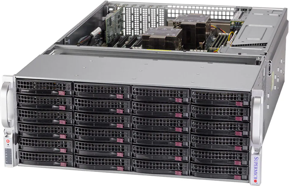 Servidor Supermicro SSG-640P-E1CR36H 4U 36 Baias, Xeon Scalable, PCIe 4.0, 2x10GbE, Redundância de Energia
