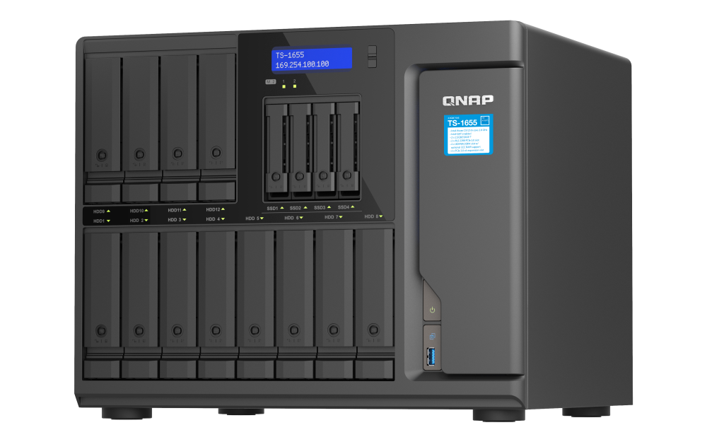QNAP TS-1655-8G NAS 16 Baias, Intel 8 Núcleos, 2.5GbE, 8GB DDR4