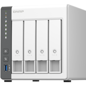 QNAP TS-433-4G NAS 4 Baias, Quad-Core 2.0GHz, 4GB RAM, 2.5GbE – Nuvem Privada e Centro Multimídia